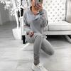 Traje deportivo informal de dos piezas con cremallera y cuello alto de color liso para mujer, oferta de Amazon 2022, 5379