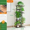 Suporte de planta vertical multicamadas - 4 a 6Suporte de vaso de flores para interior -Design economizador de espaço, altura opcional74 centímetros/94 centímetros/106 centímetros -Estrutura de aço-madeira