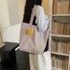 Bolso de lona bordado de gato original, simple y versátil, nuevo estilo coreano ins de gran capacidad para el día a día, de algodón puro, para llevar al hombro