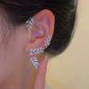 Shake Tone com brincos de orelha de folha de diamante completos para mulheres, destacáveis, de dois usos, com galhos dourados e folhas de jade, brincos de design de nicho