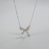 Colar de Prata de Lei S925 Laço com Diamante Design Versátil Coreano Nicho de Design Joia de Prata de Luxo Leve