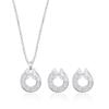 [Set] Moda Transfronteriza Elegante Lujo Accesible Zirconio Completo Elemento Exquisito Estilo Cobre Microincrustado Conjunto de Pendientes y Collar Combinación