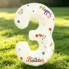 Balões de Número de 32 polegadas para Festa de Aniversário, Balões Decorativos Brancos Grandes Impressos, Adereços para Fotos, Bolas Infláveis de 0 a 9