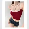 Dulce Camisola Ajustada con Encaje en el Borde de Puntada de Ballet para Mujer Pura Deseo Verano Chica Picante Ropa Exterior Top Corto Base