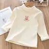 Ropa de Invierno para Niñas Camiseta Bebé Elegante Personalidad Infantil Marca de Moda Engrosada Mono Forro Polar Ribete de Encaje Camiseta Base de Dibujos Animados