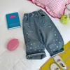 Calça Jeans Feminina Outono 2026 Novo Estilo Calça Reta com Estampa de Estrela Infantil para Meninas Cintura Elástica Calça Longa Solta