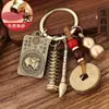Doce Llaveros de Latón del Zodiaco, Colgantes de Calabaza y Torre Wenchang, Llaveros de Coche para Hombres y Mujeres, Accesorios de Estilo Chino Retro