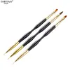 Pincéis de Nail Art do Fabricante, Cabo Preto, Conjunto de 3 Peças, Canetas de Desenho de Linha de Uso Duplo Dupla Ponta, Canetas de Pintura para Unhas, Ferramentas, Venda Quente Transfronteiriça