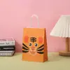 Bolsa de papel kraft para embalaje de fiestas, bolsa de mano con diseño de elefante de dibujos animados, bolsa de compras al por mayor