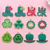 Trevo Festival Irlandês DIY liga 1 gota óleo acessórios de joia LUCK brincos de chapéu pingente acessórios de cabelo