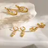 Nuevos Pendientes de Acero Inoxidable Incrustados con Diamantes de Li Quan, Pendientes de Acero de Titanio Galvanizados al Vacío en Oro de 18K Que No Se Desvanecerán