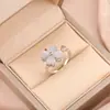 Anillo Giratorio de Descompresión Corazón Accesorio Giratorio Accesorio de Joyería para Mano Colgante Anillo Abierto Transfronterizo Trébol de Cuatro Hojas