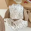 2025 Nuevos Pijamas para Mujer Primavera y Otoño Algodón Nube Delgado Manga Larga Pantalones Rayas Dulces Dibujos Animados Conjunto de Ropa para el Hogar
