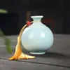 Bote de té cerámico vintage, pequeño frasco sellado para polvo de hierbas de azafrán, botella cerámica de baya de goji para medicina tradicional china