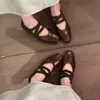 Sapatos Mary Jane Femininos de Verão Novos Retrô de Luxo Fáceis de Calçar com Elevação Oculta, Sapatos Baixos Simples para o Dia a Dia