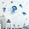 Pegatinas de Pared Autoadhesivas al por Mayor Transfronterizas con Patrón de Medusas de Caricatura, Calcomanías Impermeables, Pegatinas Removibles, Envío Directo del Fabricante