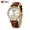 Reloj de Pulsera de Cuarzo OFNS de Moda con Esfera Grande para Hombre de Negocios con Calendario, Reloj Casual Simple para Mujer Luminoso Impermeable