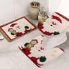 Tapete de Chão de Natal Popular de Flanela Transfronteiriço Tapete de Pé Absorvente para Banheiro Tapete de Banheiro em Forma de U Conjunto de Três Peças Tapete Venda por Atacado