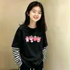 Camiseta de manga larga con retazos de algodón puro para niñas, nueva y versátil, elegante, estilo dos piezas falsas, para niñas mayores, primavera y otoño 2026