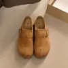 Sapatos Birkenstock versáteis de dedo dividido para mulheres, estilo novo, retrô, mocassins casuais slip-on, sola grossa, mocassins, Outono 2026, couro macio