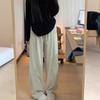 Calça Branca de Chenille Feminina Outono e Inverno 2024 Nova Calça Esportiva Casual de Pernas Largas com Forro de Lã Fina Espessada