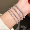 Pulsera geométrica de circonita cúbica chapada en oro de 18 quilates, vintage, lujosa y elegante, una pieza de joyería versátil y exquisita para mujeres