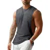 Camiseta sin mangas de fitness para hombre, estilo americano, camiseta elástica sin mangas, chaleco deportivo de color liso de moda, camiseta sin mangas de verano para hombre