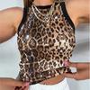 51460 Comercio Exterior Transfronterizo Lentejuelas Estampado de Leopardo Verano Chaleco para Mujer Top Corto Sexy con Cintura Expuesta y Top sin Mangas de Bloques de Color para Mujer