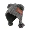 Gorro Pasamontañas con Pompones en las Orejas de Osito de Peluche Lindo para Mujer, Cálido Versátil para Otoño e Invierno, Protección para las Orejas