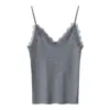 Camisola de Encaje 100% Lana de Oveja para Mujer, Camiseta Básica Blanca de Cuello en V Ajustada para Otoño