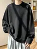 Sudadera negra con cremallera y cuello redondo para hombre, estilo americano de otoño, capa interior de manga larga para adolescentes, nueva tendencia 2026, top holgado