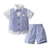 Conjunto de vestido de caballero para niños, verano 2023, nuevo vestido a cuadros jacquard de manga corta para niños, fabricantes al por mayor