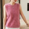 Popular Transfronteiriço Novo Colete de Outerwear com Gola Redonda Top Sem Mangas Suéter de Caxemira Suéter de Outono e Inverno Feminino Jaqueta Escovada