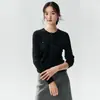 Suéter de Lã Tricô Fino Fio Yangzi Alemão 2026 Novo Outono Inverno Feminino Gola Redonda Camisa Básica Suéter Elegante Slim-Fit