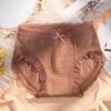 Puff de creme popular do Tiktok renda respirável underwear de cintura média algodão no entrepernas laço japonês calcinha atacado