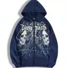 Chaqueta Casual con Capucha para Hombre Estampado de Calaveras Estilo Cremallera Tela de Poliéster Lavable a Máquina para Otoño