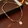 Colar de Pérola de Água Doce e Turquesa Banhado a Ouro Real 18K Corrente de Clavícula de Luxo Acessível Joias Retrô Atacado Feminino