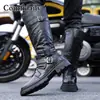 Botas Martin para hombre, botas altas largas, botas de trabajo, botas de cuero para motocicleta, botas de otoño, zapatos de hombre, botas impermeables de talla grande