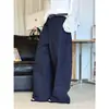 Pantalones de Trabajo de Estilo Coreano Sencillos de Louvre con Bolsillos Grandes a Ambos Lados y Cinturón, Pantalones Largos de Corte Holgado para Mujer