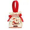 Bolsas de Regalo Navideñas Transfronterizas Personalizadas para Nochebuena, Bolsas de Lona con Cordón de Manzana, Bolsas de Dulces de Santa para Niños