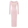 Vestido sexy de ajuste ceñido y manga larga para mujer de principios de otoño, que favorece la figura, elástico, moldeador del cuerpo, ceñido a la cadera, largo