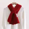 Cachecol Pequeno de Tricô Estilo Coreano para Mulheres, Polaina Quente Versátil de Gola Cruzada para o Inverno, Cor Sólida Simples para o Dia a Dia, Lã com Toque de Alta Qualidade