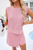 Traje Informal de Moda de Color Sólido para Comercio Exterior Transfronterizo para Mujer Verano 2025 Nuevo Conjunto de Dos Piezas de Camiseta de Manga Corta y Pantalón de Tres Cuartos de Algodón Puro