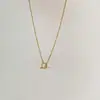 Simples e Estiloso Fecho OT de Aço Titânio Corrente de Miçangas Colar Feminino de Aço Inoxidável Clássico Versátil Corrente de Pescoço Dourada 18K Transfronteiriço