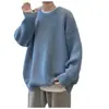 Suéter de Punto Informal Holgado Sencillo de Moda Estilo Japonés Suéter Pulóver Cuello Redondo Otoño Nuevo Estilo para Hombre