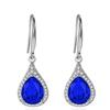 Venta Caliente Moda Gota Gota Color Diamante Aretes Gancho de Oreja Circonita Micro Diamante Rojo Verde Azul Gota Taladro Aretes