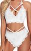 Atacado de Lingerie Sexy da Amazon Suspensórios Cruzados Conjunto de Duas Peças Fantasia de Empregada da Tentação Fabricante Atacado