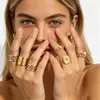 Anillo Retro Europeo y Americano de Acero de Titanio con Perla de Imitación Ojo de Diablo, Anillo de Corazón Bicolor, Joyería Apilable de Nicho de Acero Inoxidable