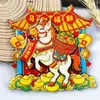 Ímãs de Geladeira de Madeira para o Festival da Primavera Couplets Feliz Ano Novo Fortuna, Prosperidade, Longevidade, Felicidade Decoração de Ano Novo Deus da Riqueza Ímãs Magnéticos de Geladeira