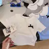 Camiseta de Manga Corta de Algodón Puro Estilo Coreano Dulce y Atrevido Cuello de Muñeca para Niñas Verano Nueva Llegada Lazo Moda Camiseta Básica